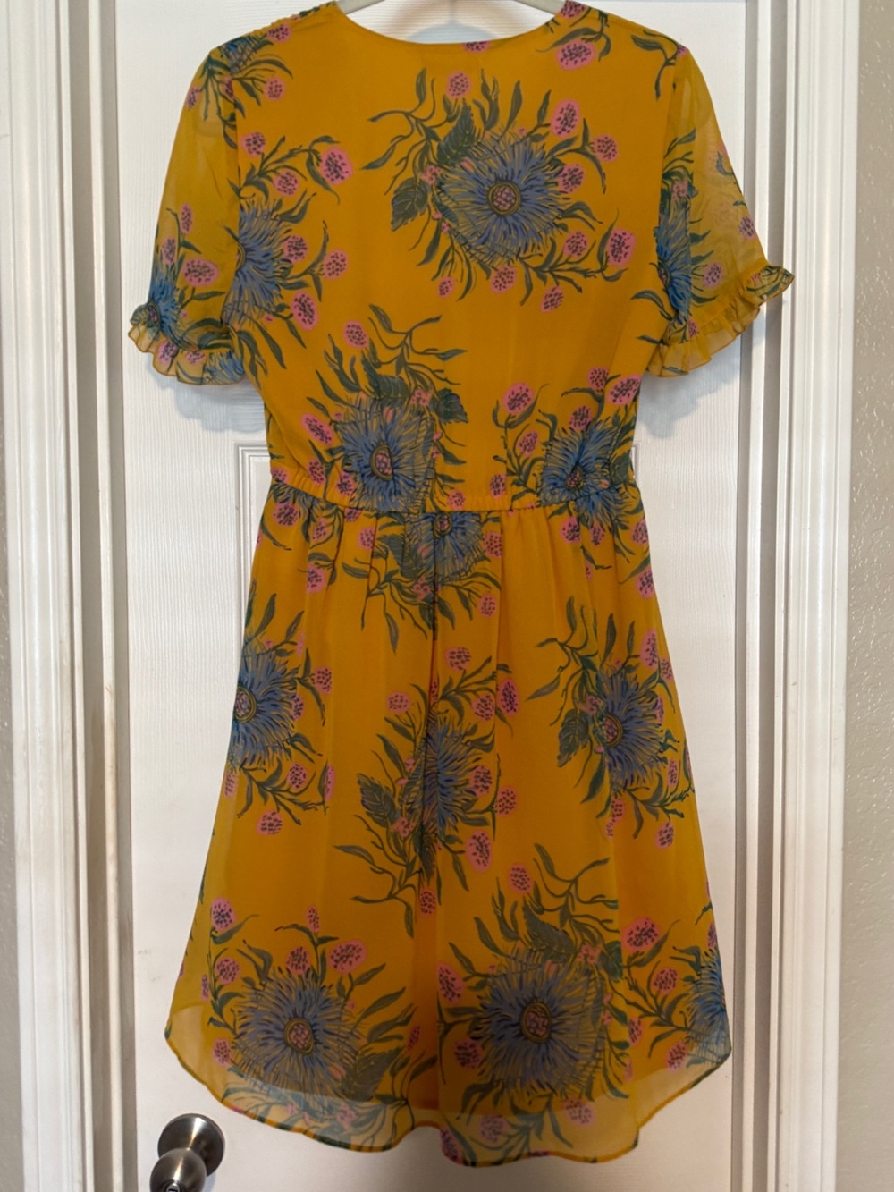 Madewell Mustard Yellow Floral V-Neck Dress - Picture 4 of 6